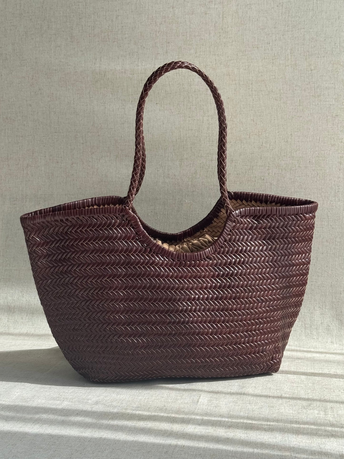 Borsa a spalla Capri - misura grande, vera pelle tamponato intrecciato