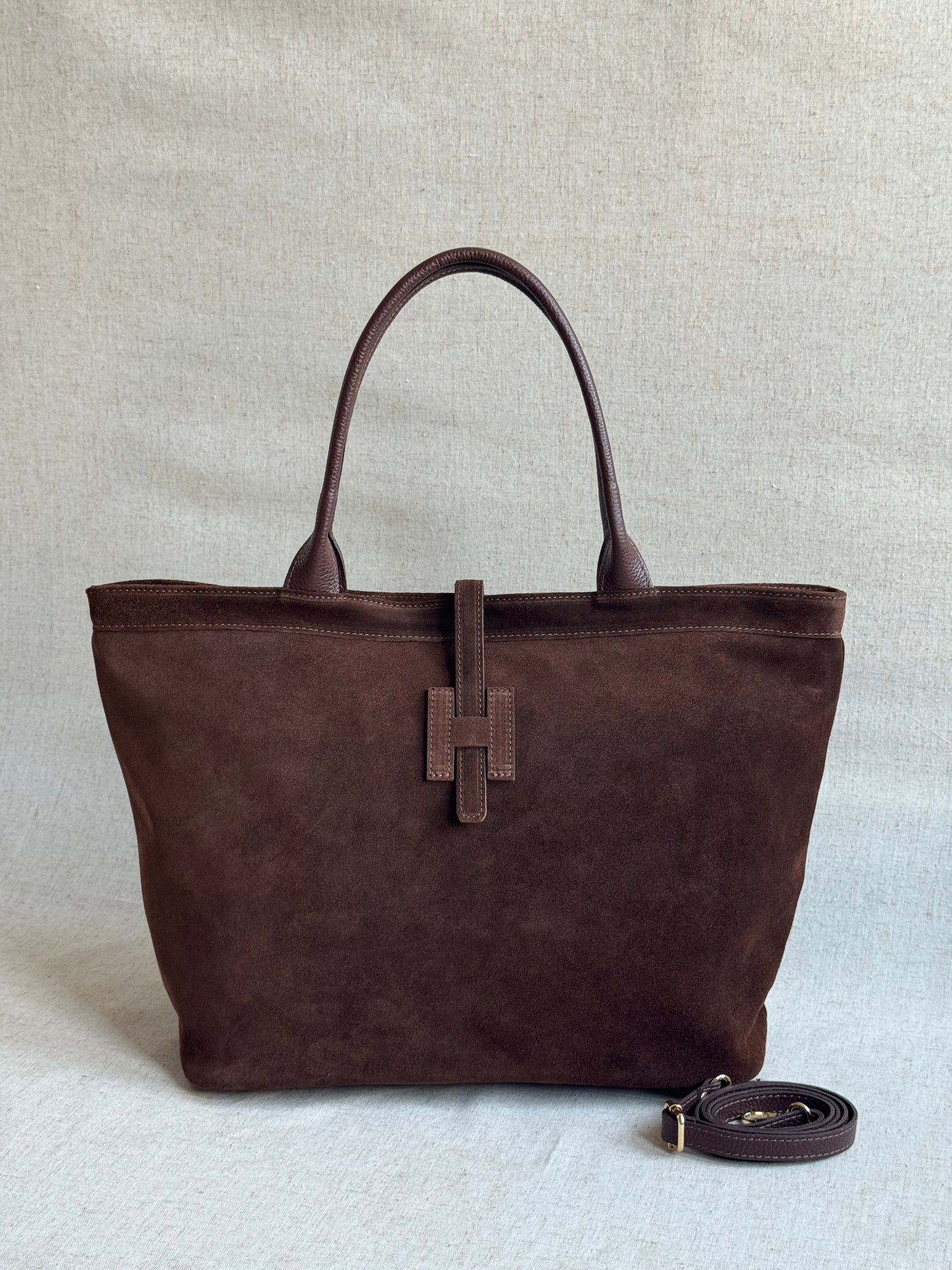 Maxi borsa Holo - camoscio, con tracolla lunga