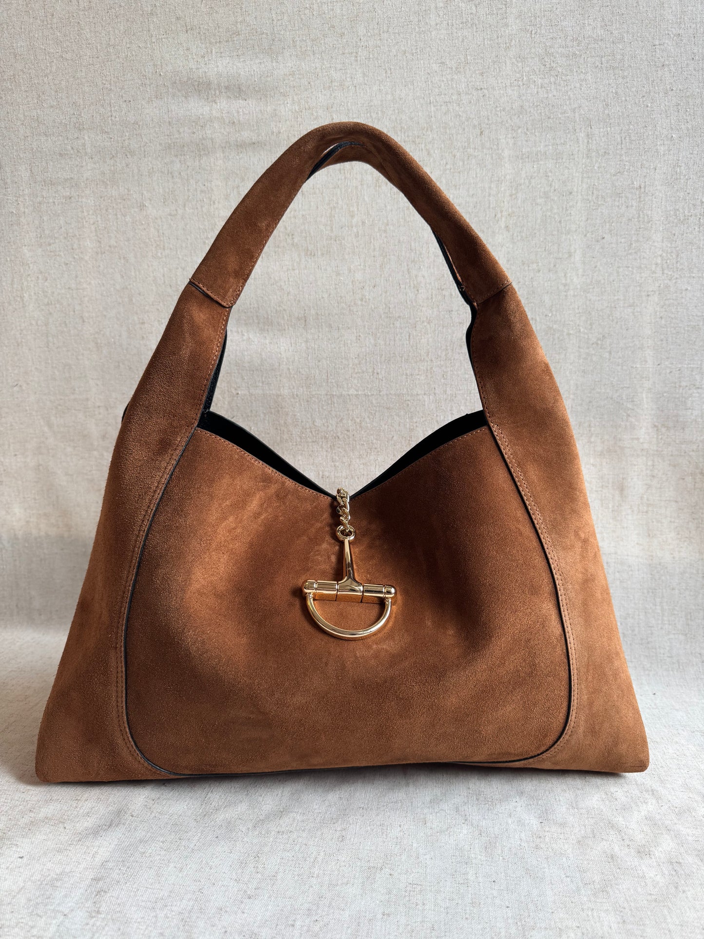 Borsa Gabriella - camoscio, misura MAXI, con tracolla lunga