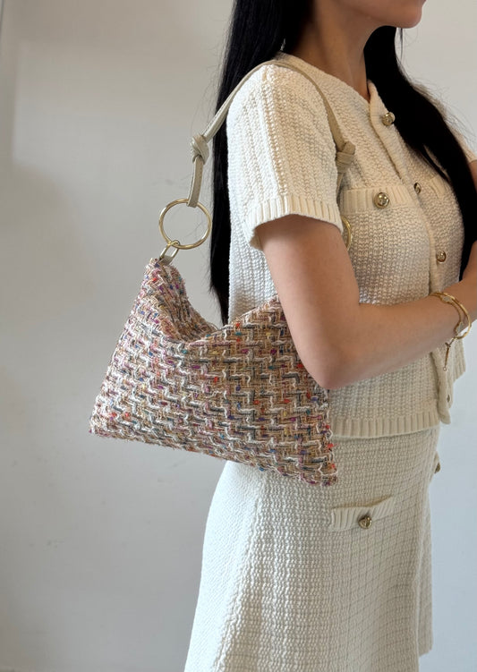 Borsa Agata - tweed, con tracolla lunga
