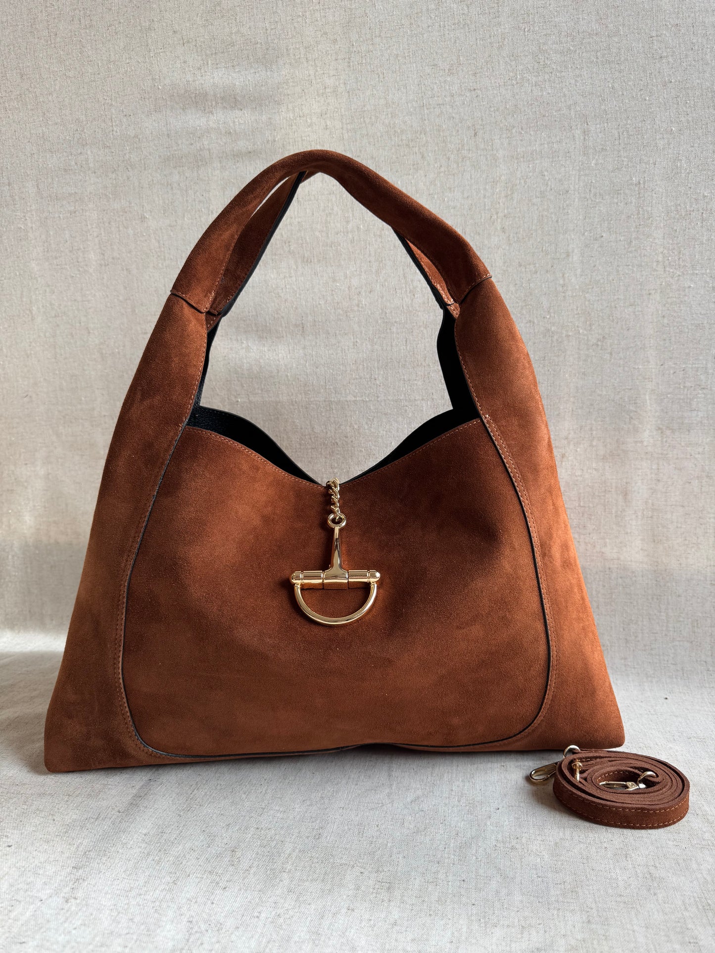 Borsa Gabriella - camoscio, misura MAXI, con tracolla lunga