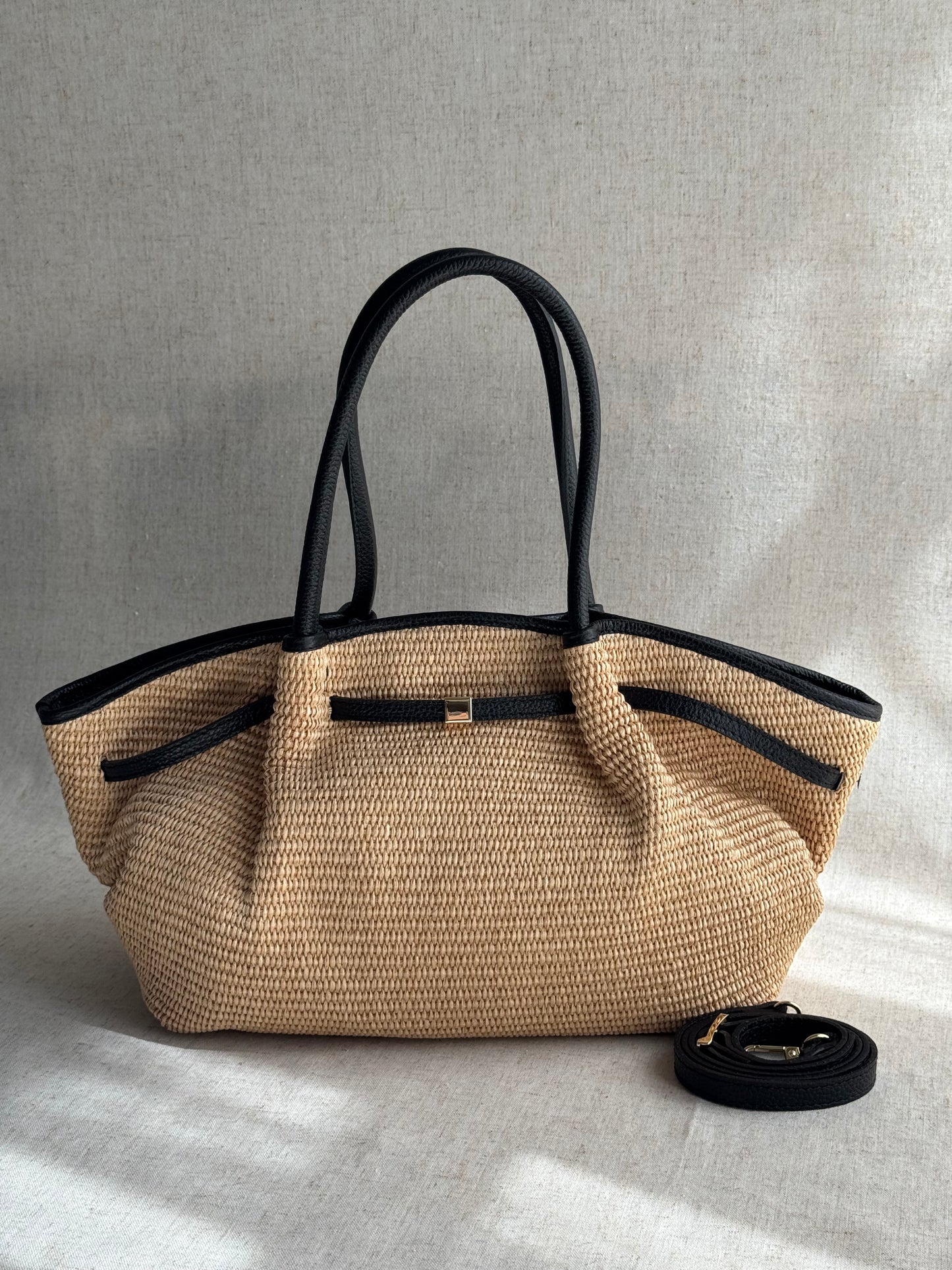 Borsa Laila - rafia, con tracolla lunga
