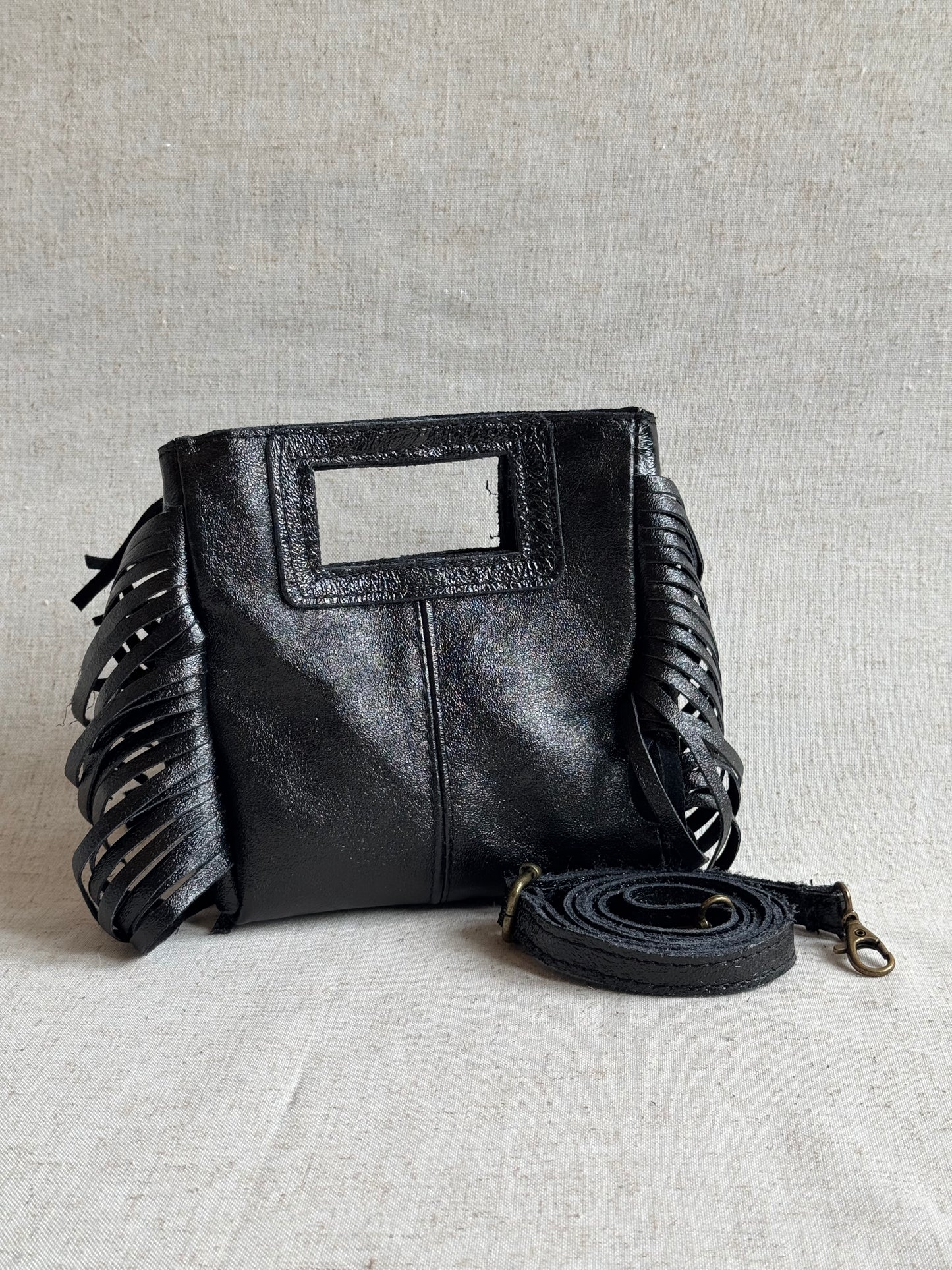 Borsa Riri - laminato, misura piccola, con tracolla lunga