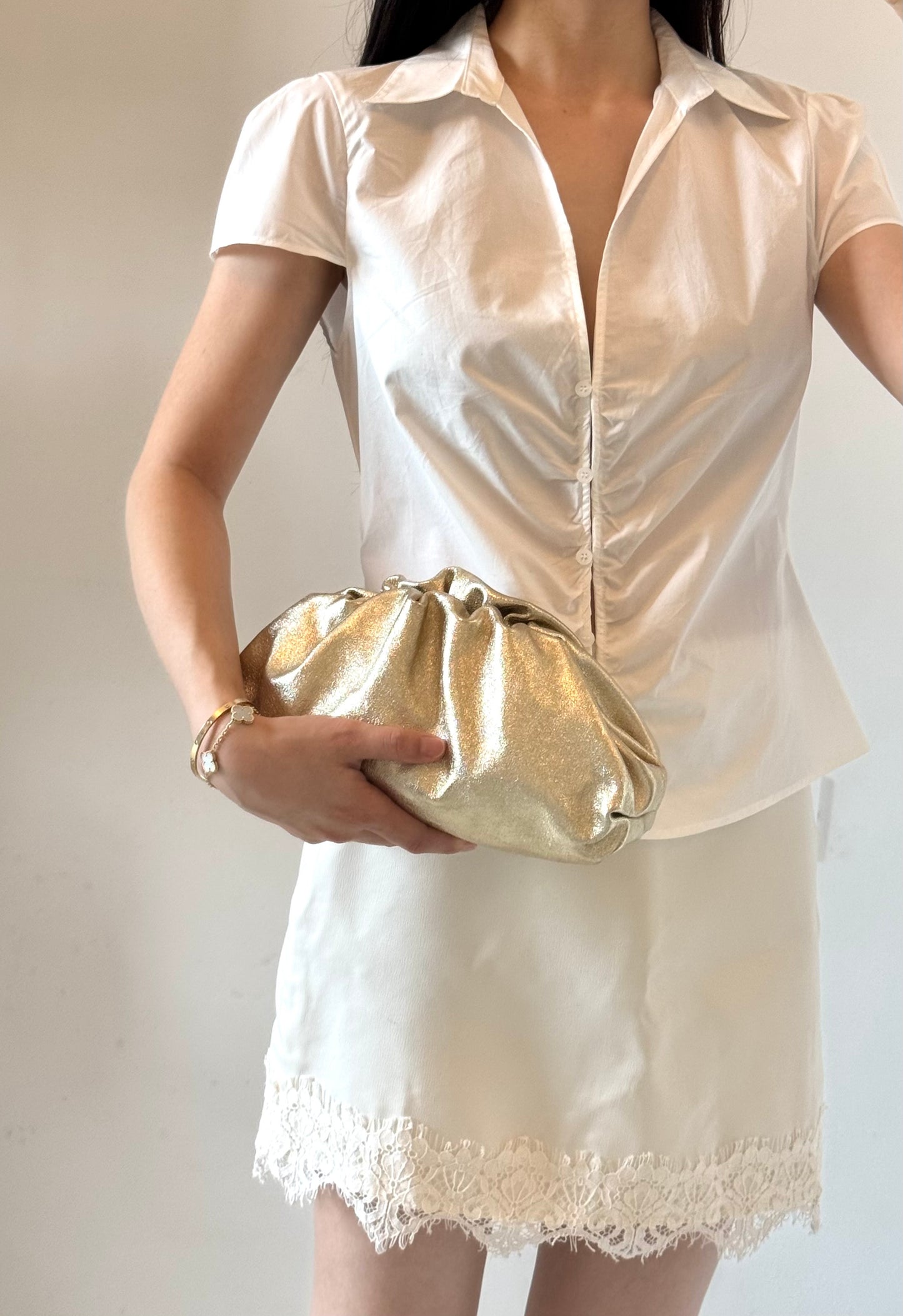 pochette Claudia - laminato, misura media, con tracolla lunga