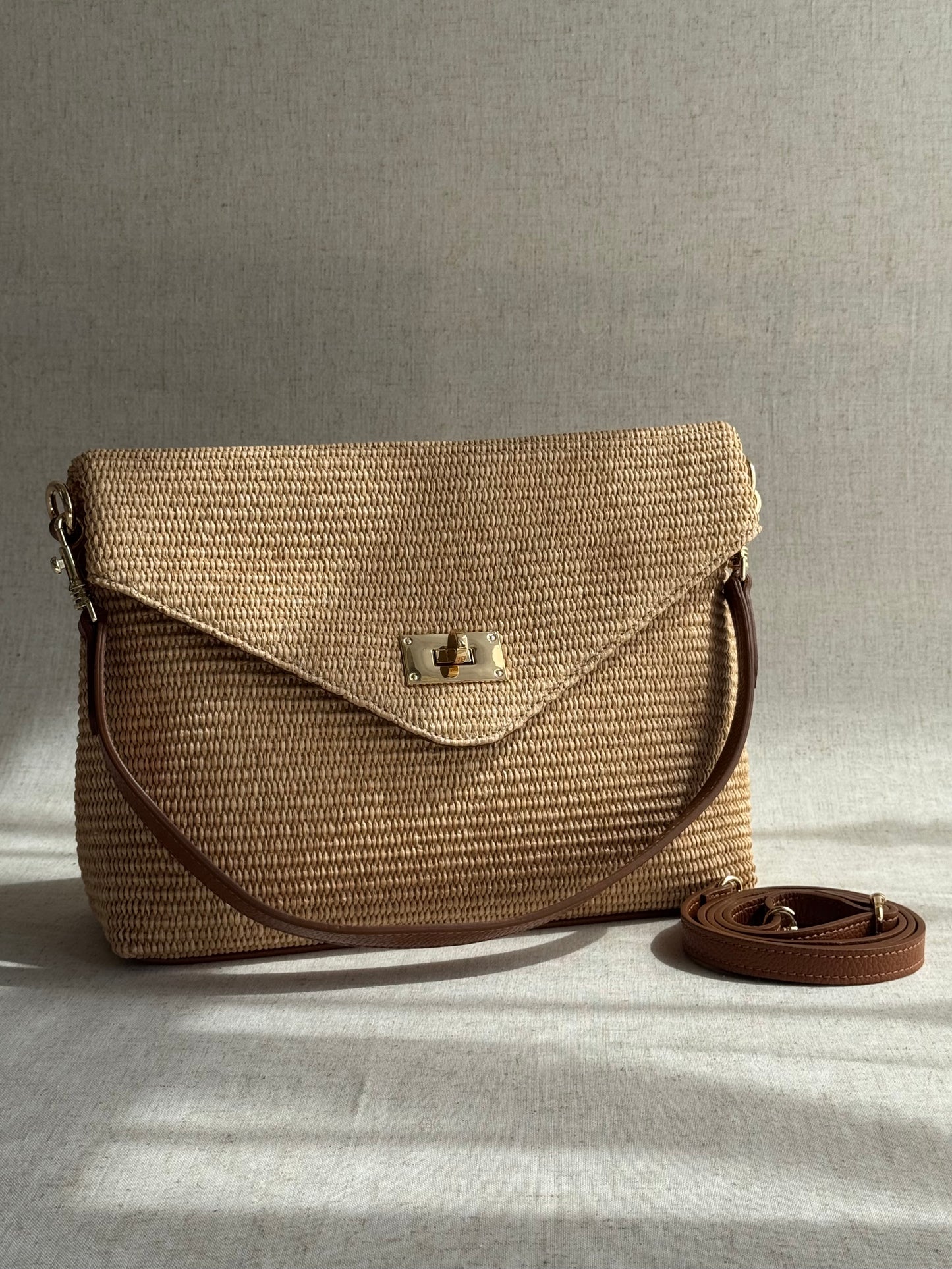 Borsa Postina - rafia, con tracolla lunga