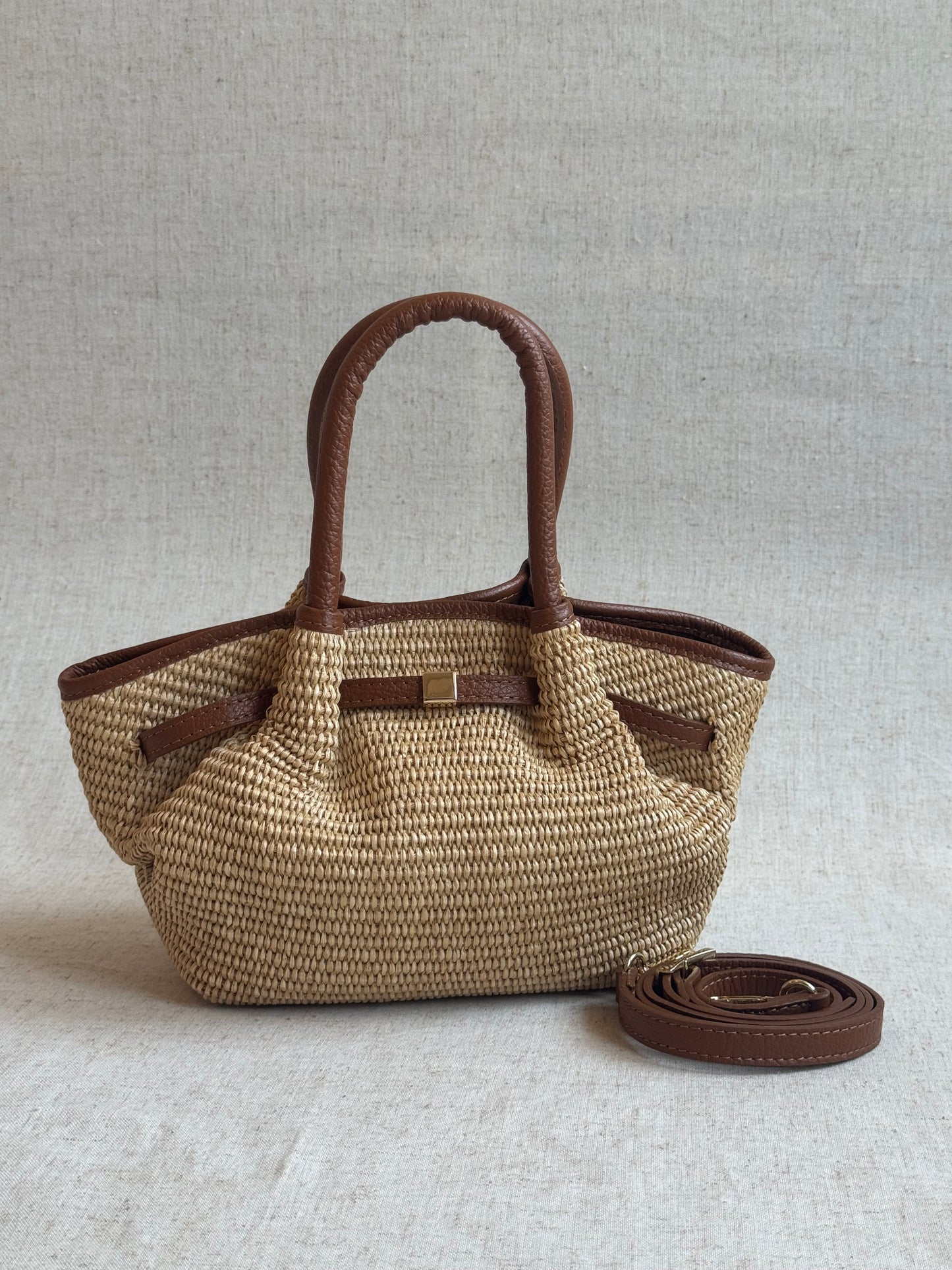 Borsa Laila - rafia, misura piccola, con tracolla lunga