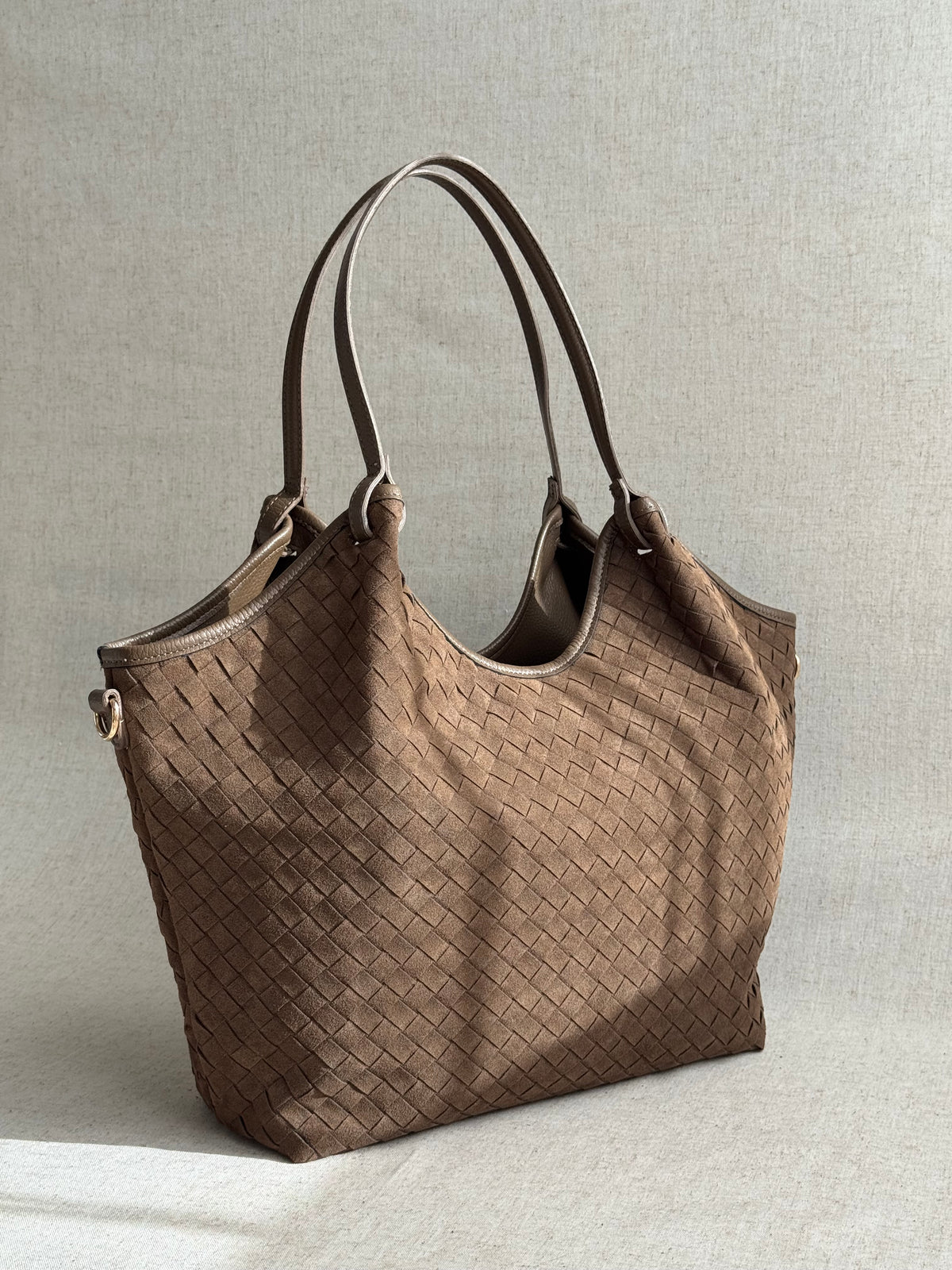 Borsa Roxy - camoscio intrecciato, con tracolla lunga