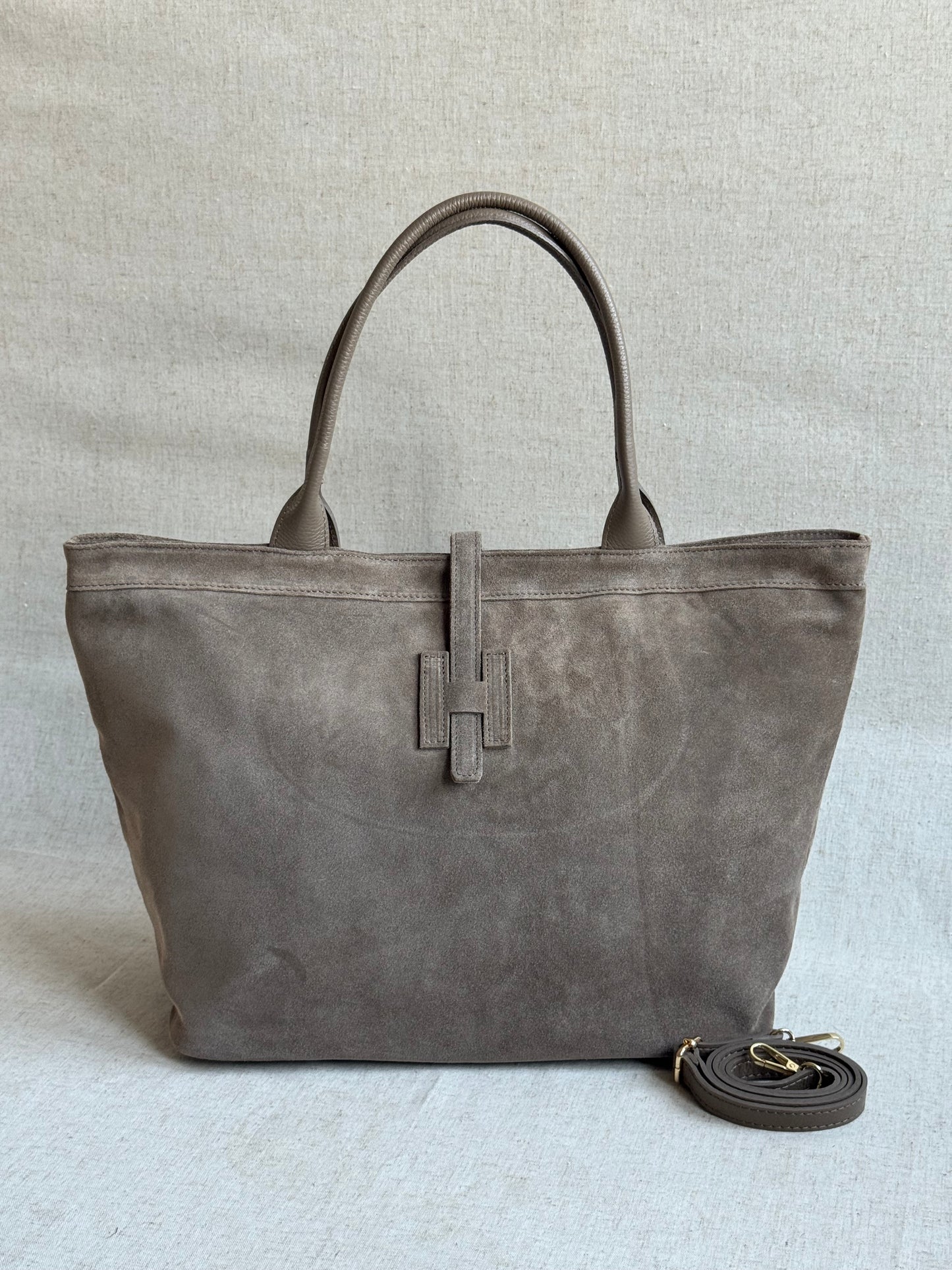 Maxi borsa Holo - camoscio, con tracolla lunga