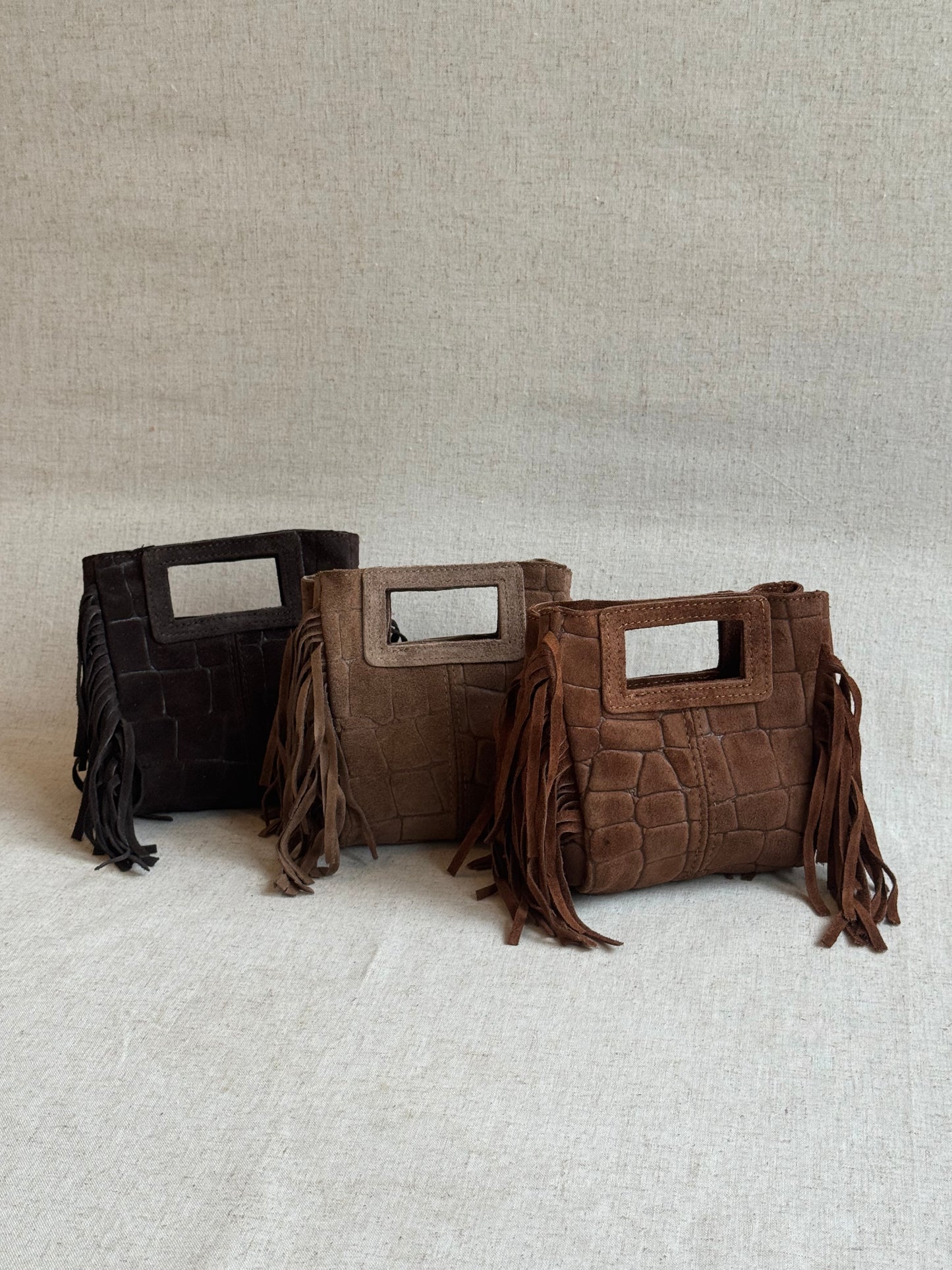 Borsa Riri - stampa coccodrillo, misura piccola, con tracolla lunga