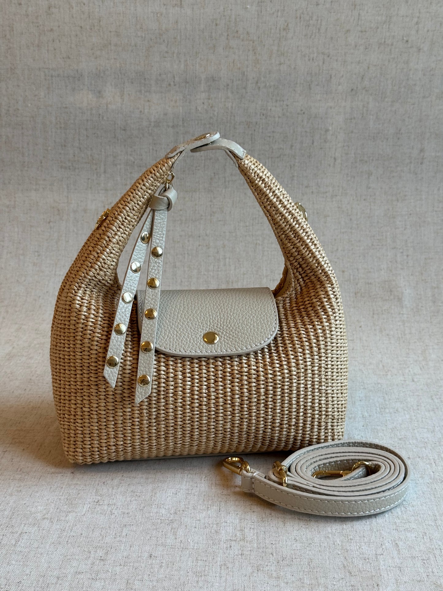 Borsa Lagoon - rafia, con tracolla lunga