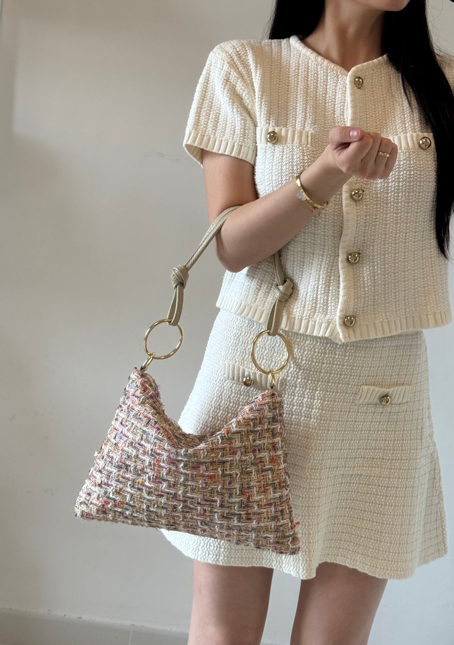 Borsa Agata - tweed, con tracolla lunga