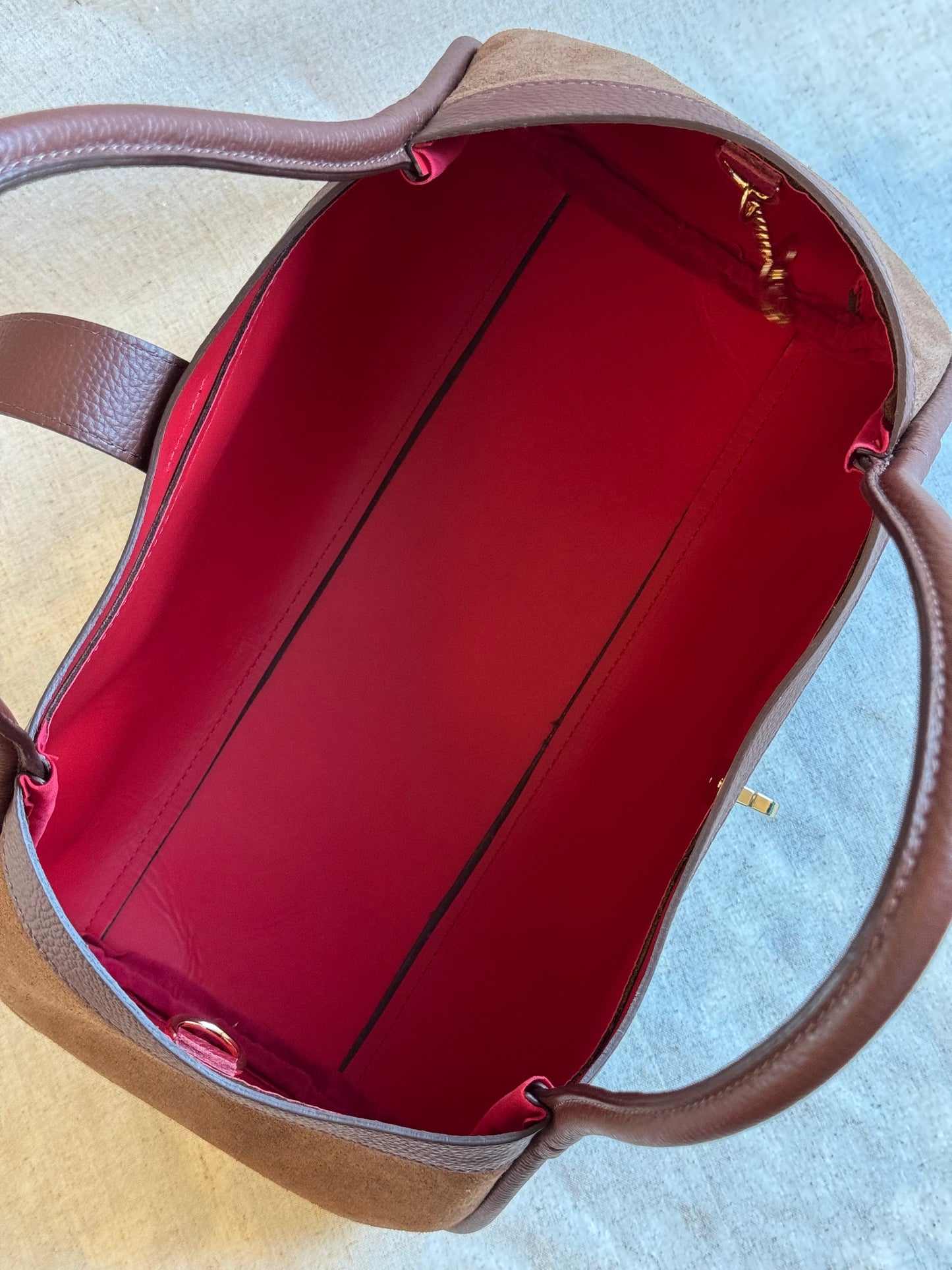 Maxi borsa Carla - camoscio, con tracolla lunga