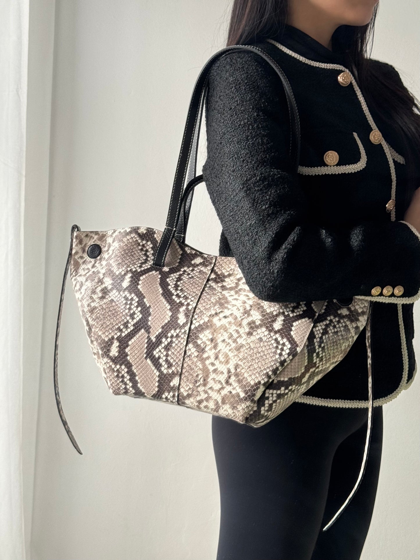 Borsa a spalla Sofia - pitonato, misura piccola con pochette