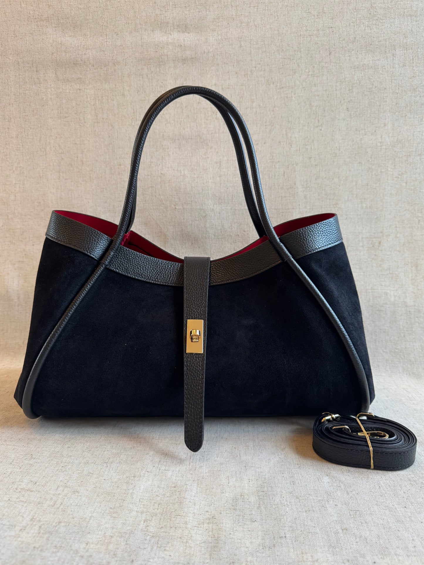 Maxi borsa Carla - camoscio, con tracolla lunga