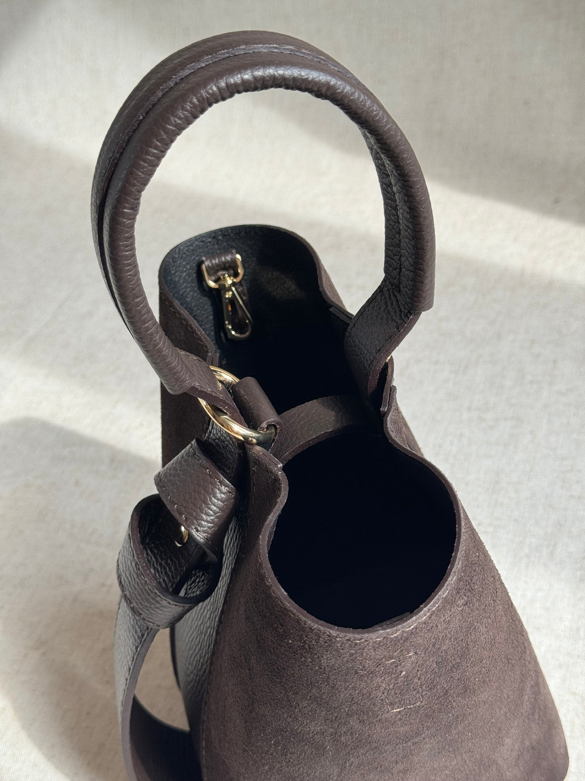 Borsa Vittoria - camoscio, con pochette e tracolla lunga