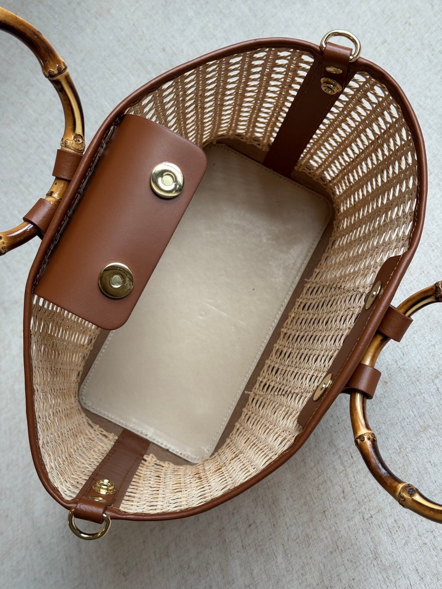Borsa Atena - misura grande, paglia di Vienna, con tracolla lunga e pochette