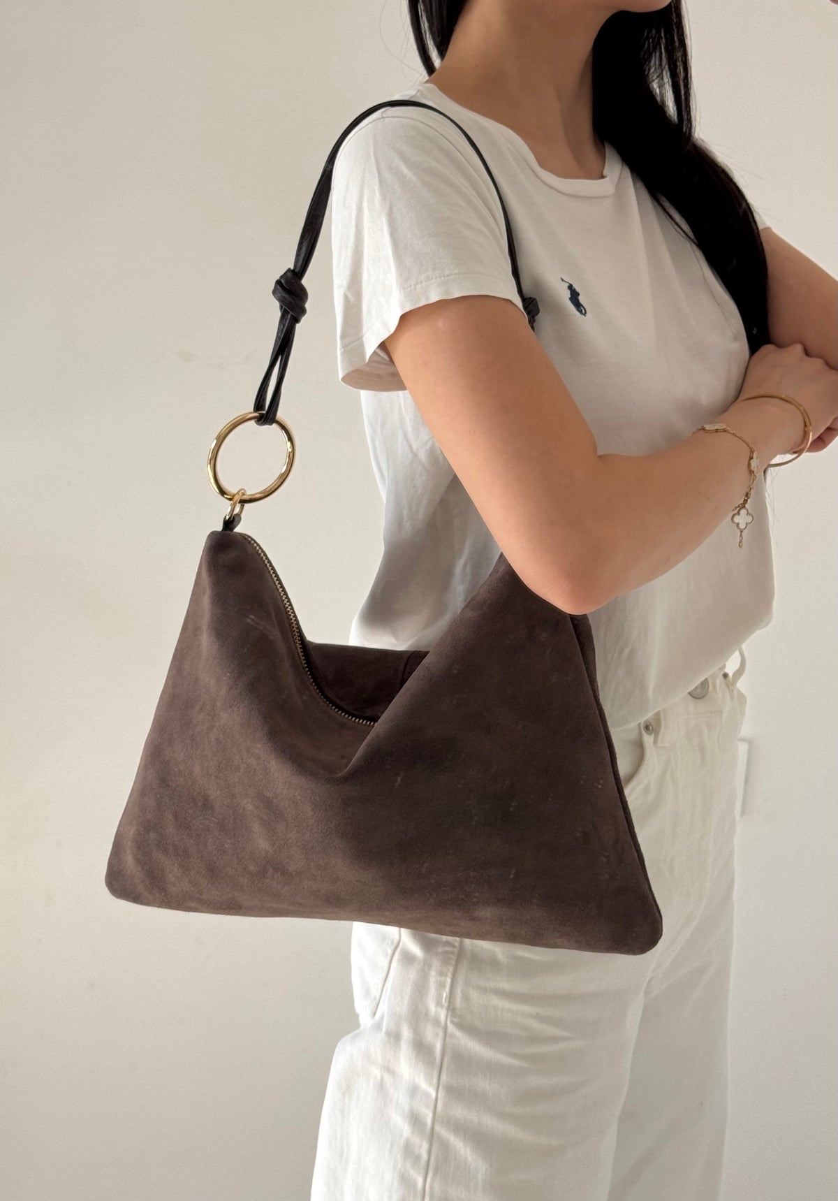Borsa Agata - misura grande, camoscio, con tracolla lunga