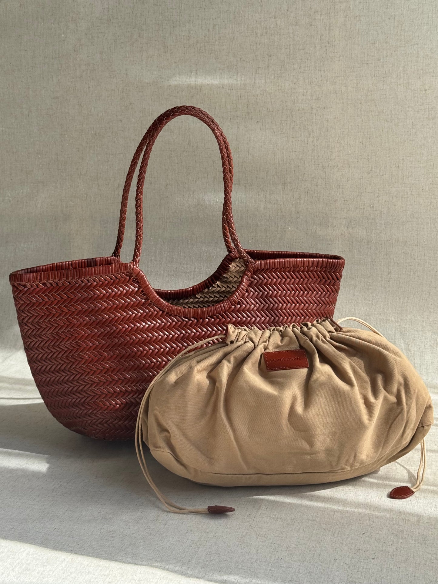 Borsa a spalla Capri - misura grande, vera pelle tamponato intrecciato