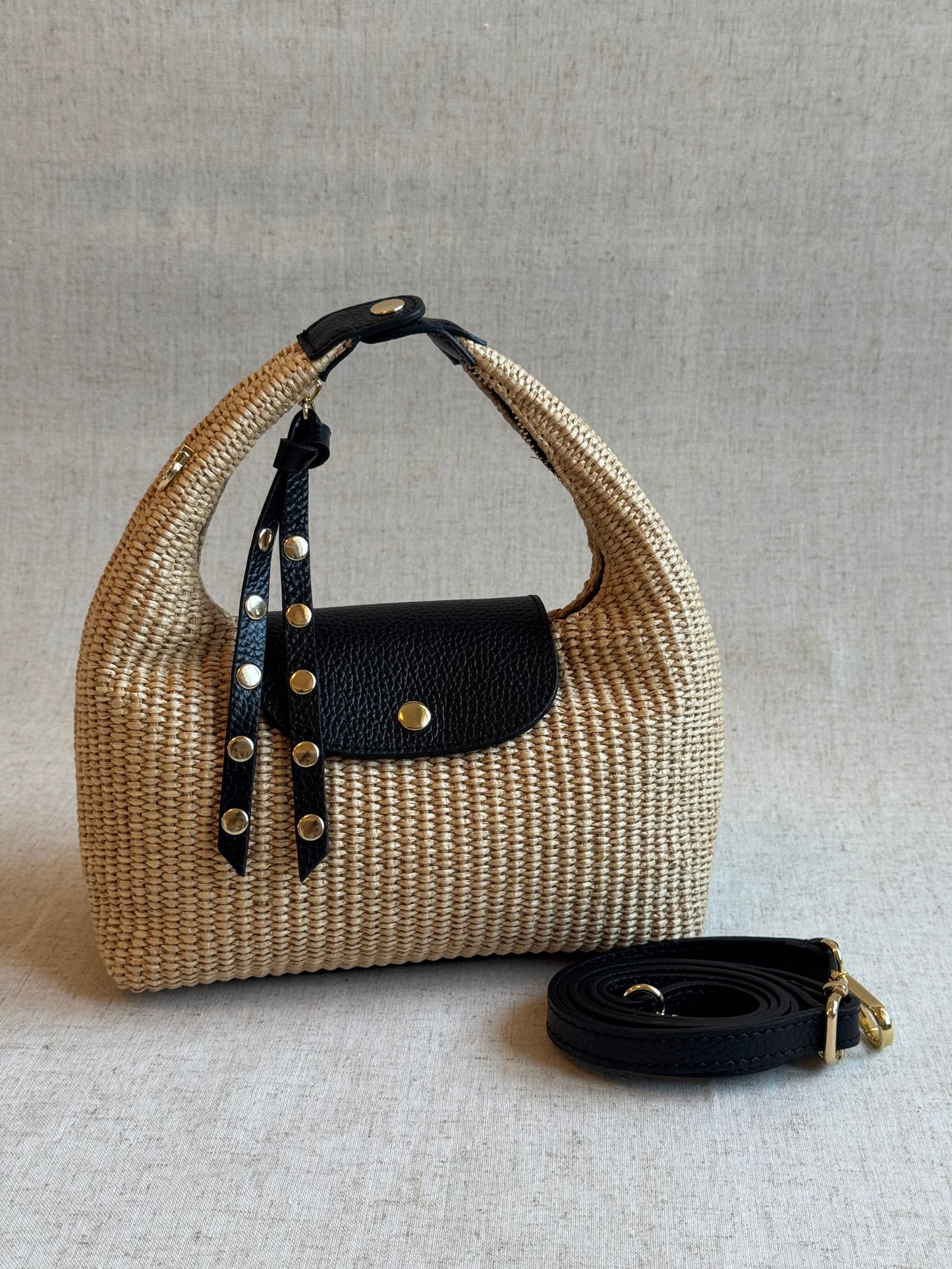 Borsa Lagoon - rafia, con tracolla lunga