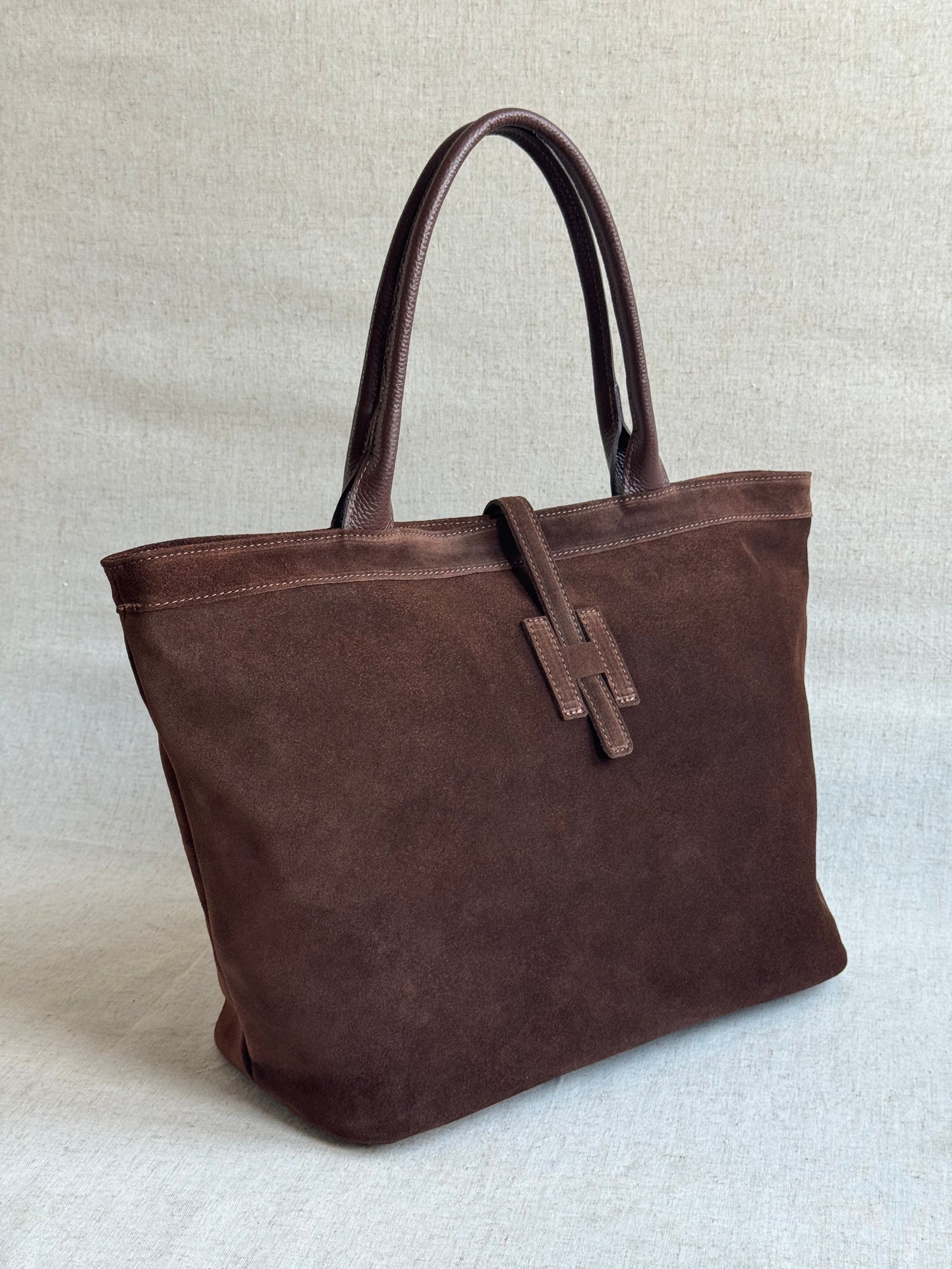Maxi borsa Holo - camoscio, con tracolla lunga