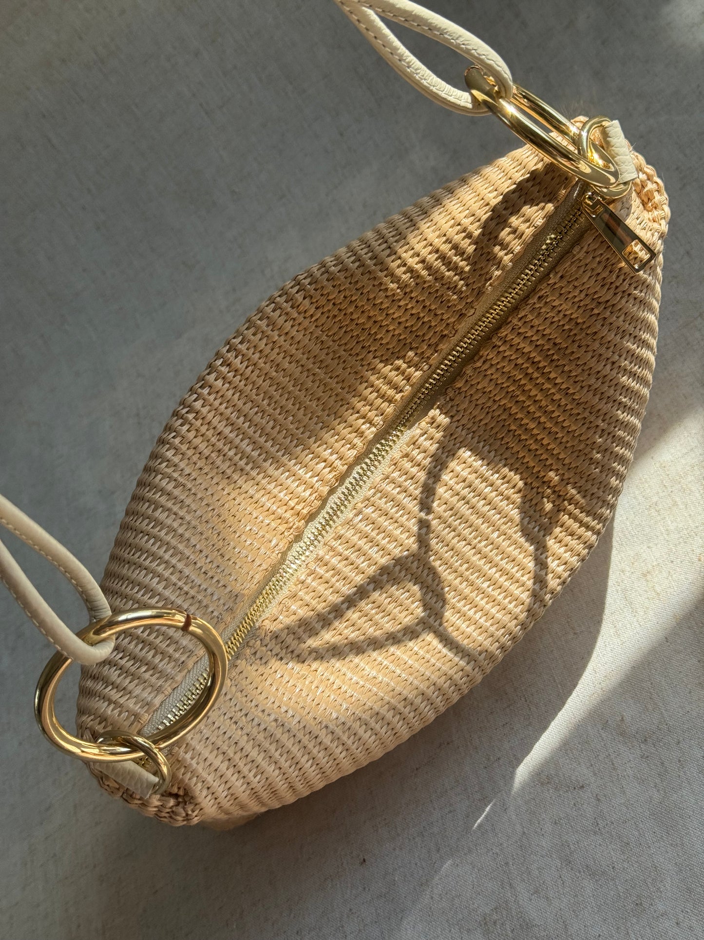 Borsa a spalla Agata rafia - con tracolla lunga