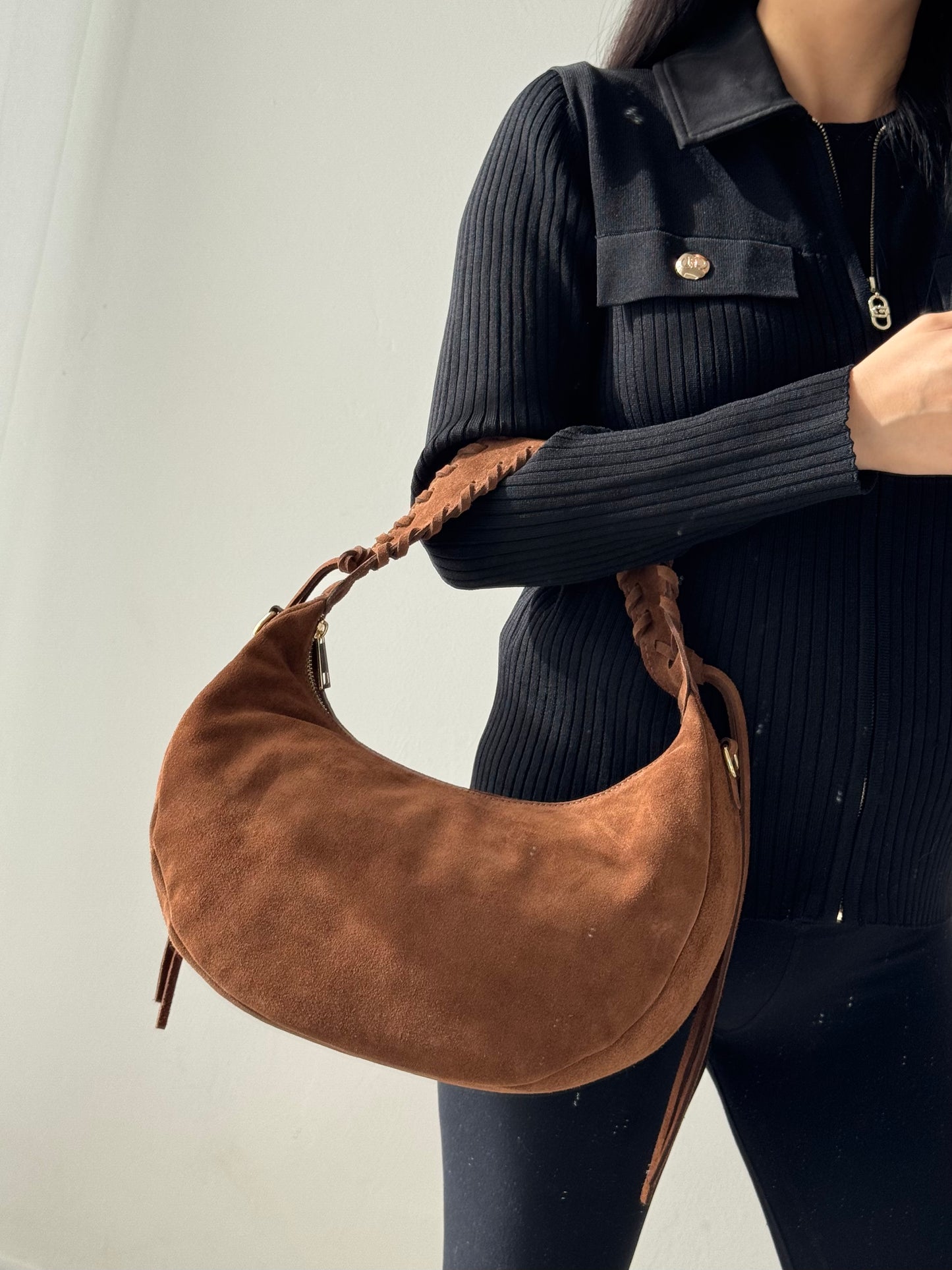 Borsa a spalla Ronda - camoscio, con tracolla lunga