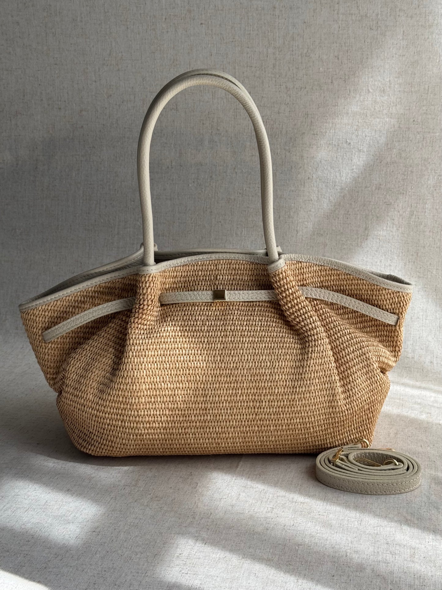 Borsa Laila - rafia, con tracolla lunga