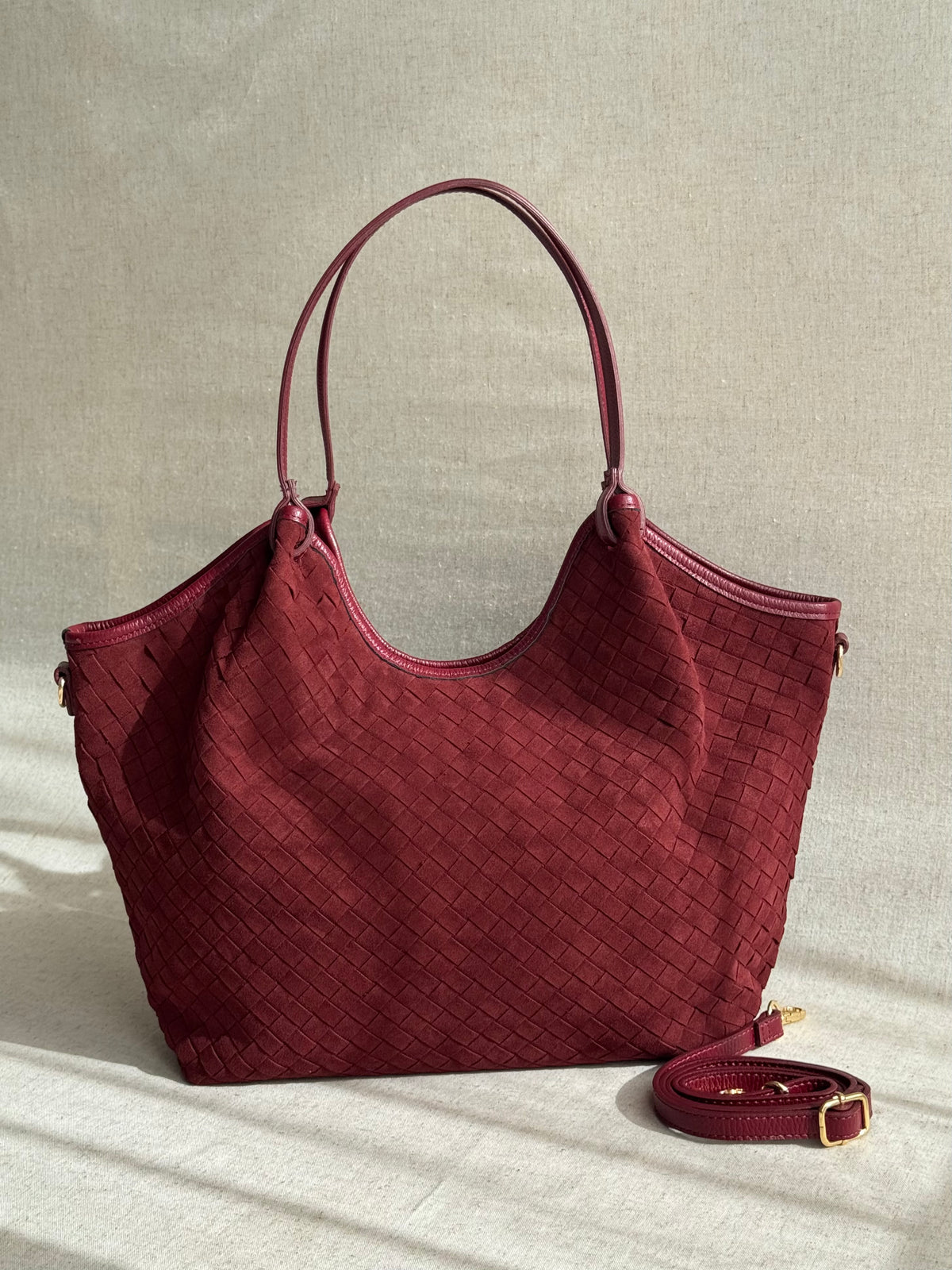 Borsa Roxy - camoscio intrecciato, con tracolla lunga