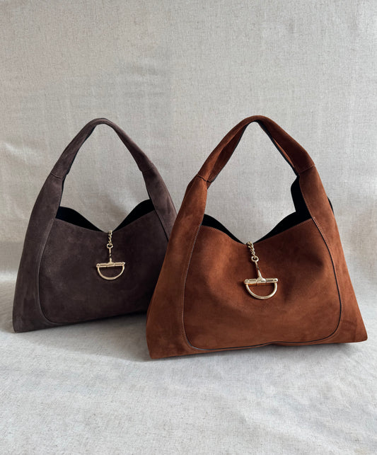 Borsa Gabriella - camoscio, misura MAXI, con tracolla lunga