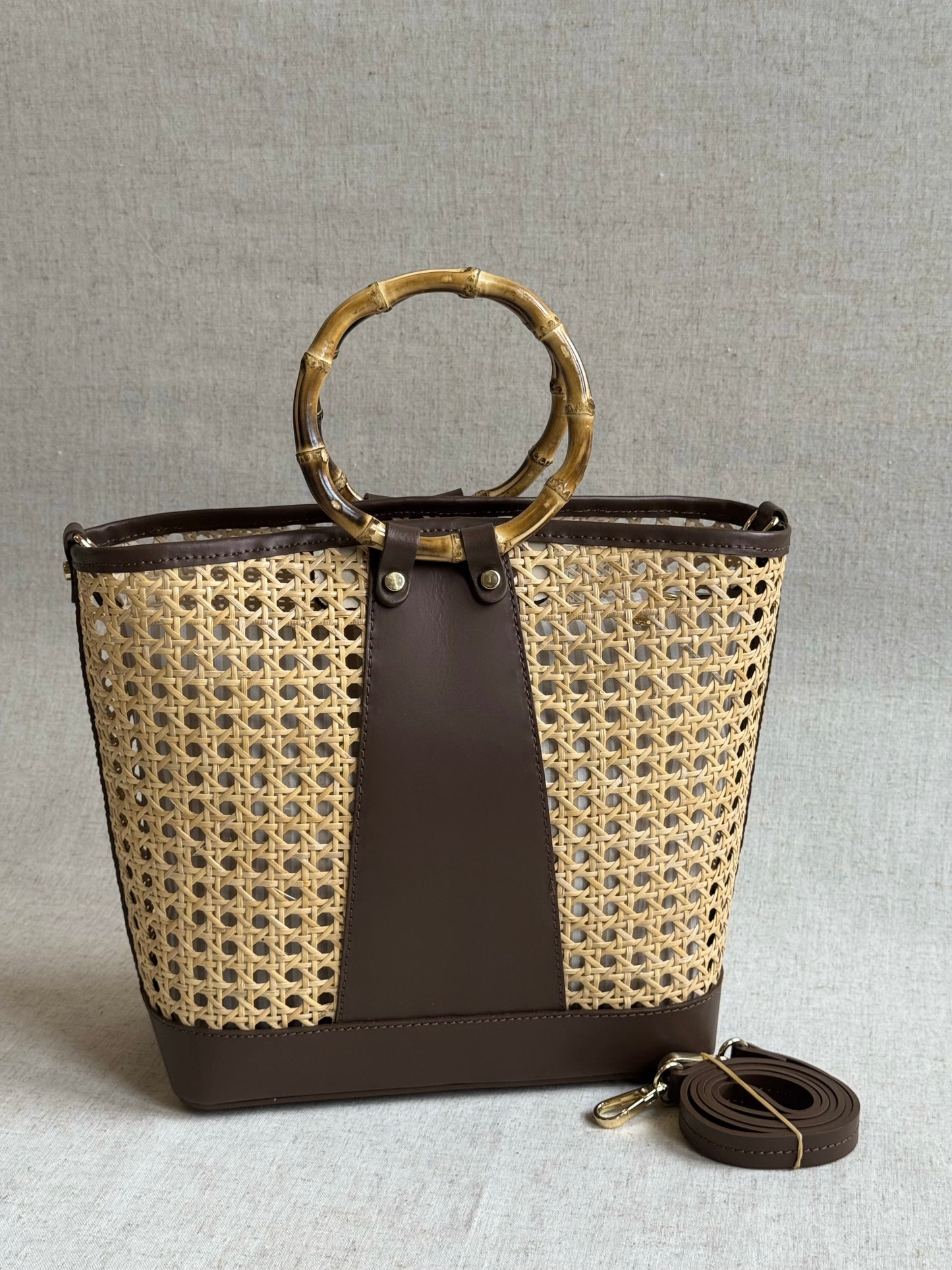 Borsa Atena - misura grande, paglia di Vienna, con tracolla lunga e pochette