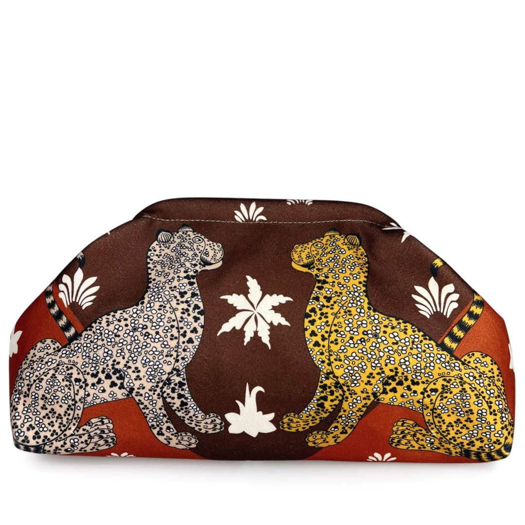 pochette Sicilia - stampa leopardi, con tracolla in catena