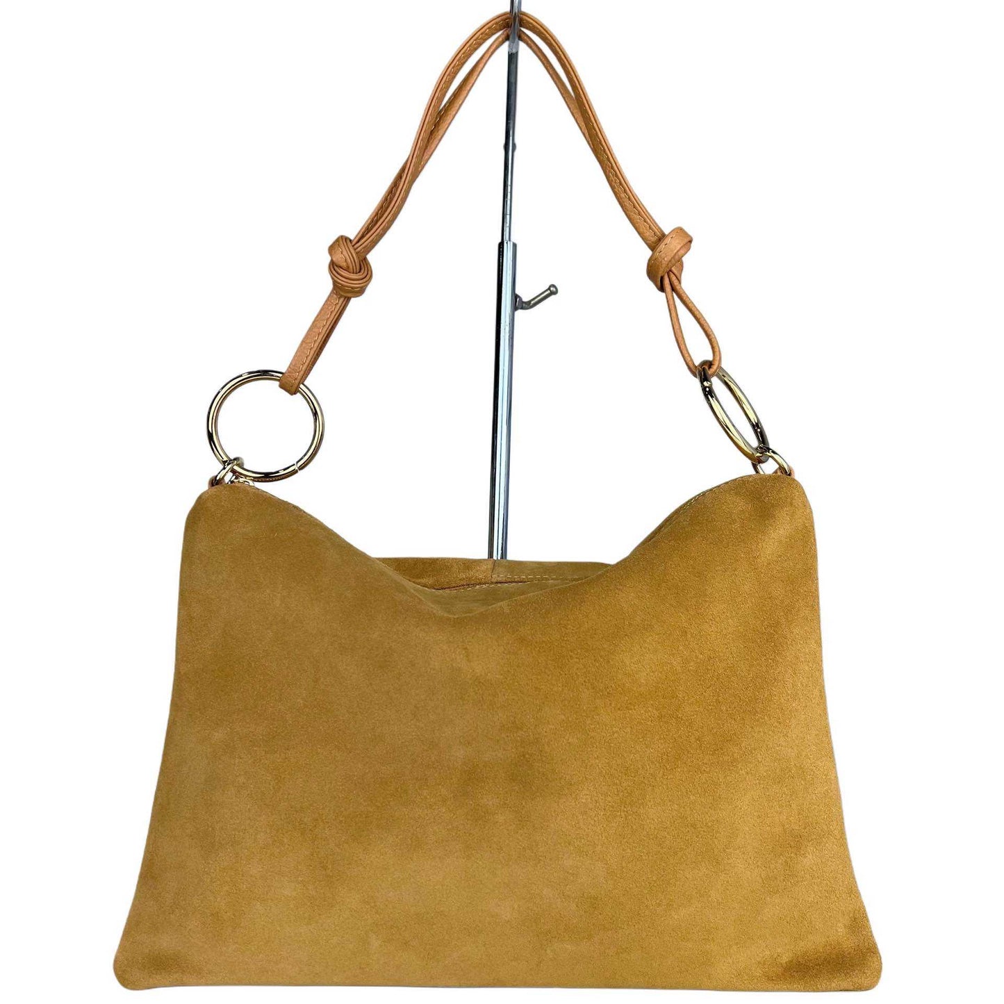 Borsa a spalla Agata camoscio - misura grande, con tracolla lunga