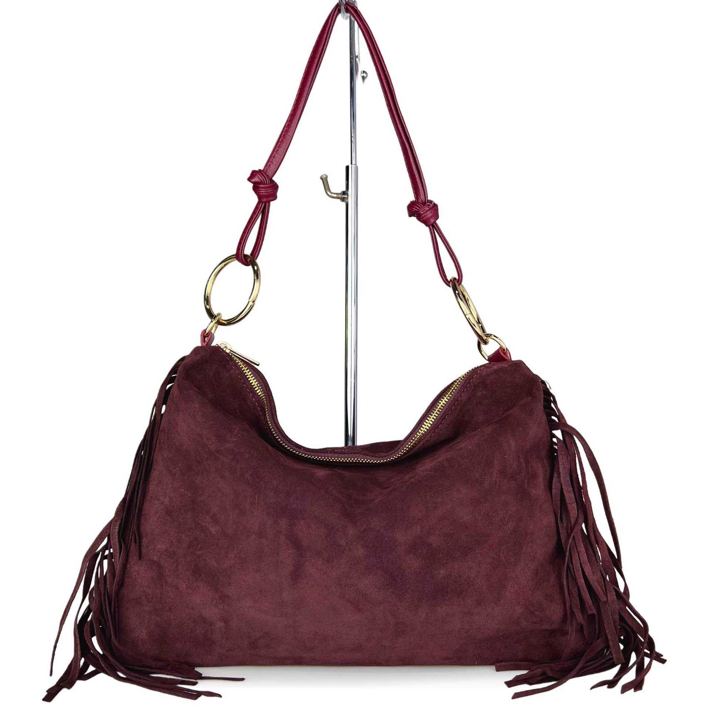 Borsa Agata - misura grande, frange, con tracolla lunga